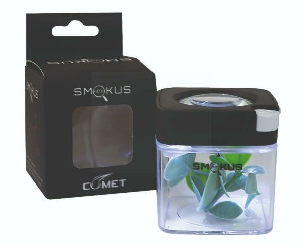 Smokus Focus Comet Stash LED Magnifying Pocket Display Container Jar - Black/White - 5.5 x 5cm
