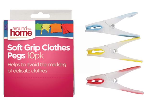 Soft Grip Gel Pegs - Assorted Colours - Pack of 10