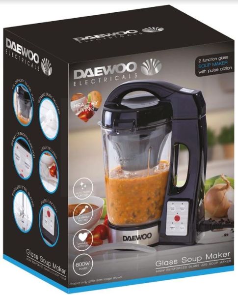 Daewoo Electricals 1.7L Glass Soup Maker with Pulse Action - 34.5 x 27.5 x 20cm