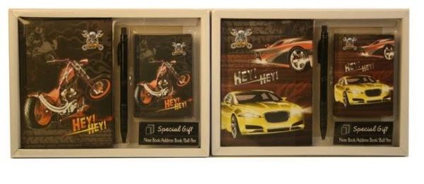 Racing Hey Hey Special Gift Set - Note Book/Address Book/Ballpoint Pen - 2 Designs And Colours