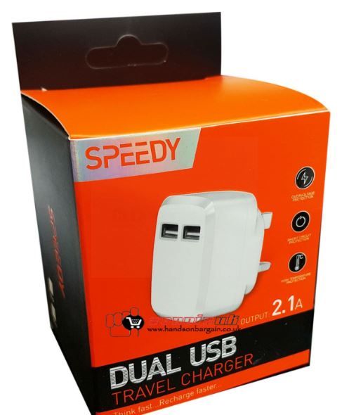 Speedy 2.1 Amp Fast Dual Twin 2 Port Usb Charger - Model Sp-Tc55A