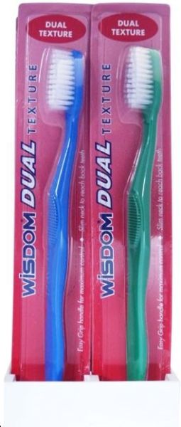 Wisdom Dual Texture Toothbrush - Medium - Assorted Colours