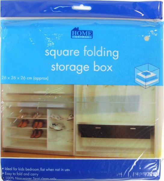 Square Folding Storage Box - Assorted Colours - 26 X 26 X 26Cm