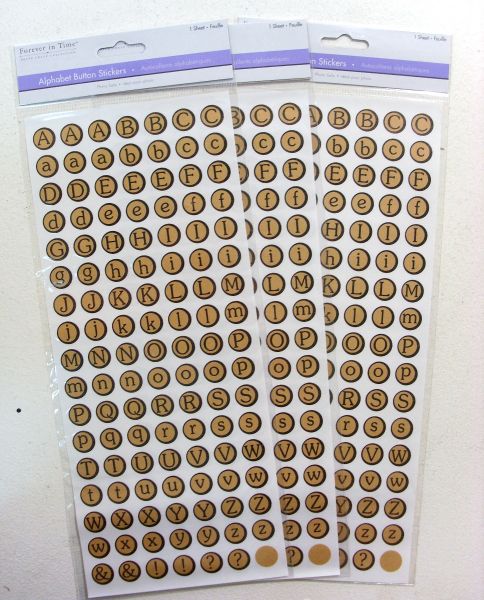 ALPHABET BUTTON STICKERS AUTOCOLLANTS KRAFT