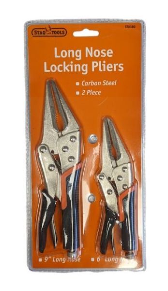 Stag Tools Long Nose Locking 6" & 9" Pliers - Pack of 2