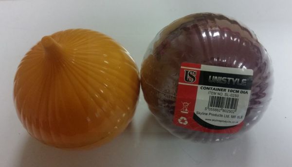 Unistyle Onion Shape Container - 10Cm Diameter - 2 Colours Plum And Tan - Colours May Vary