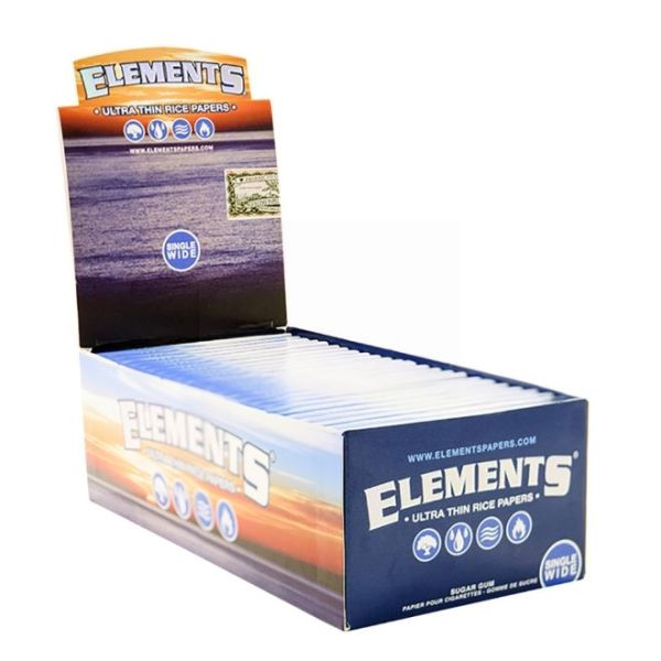 Elements Ultra Thin Rice Cigarette Papers - Single Wide - Box Of 50