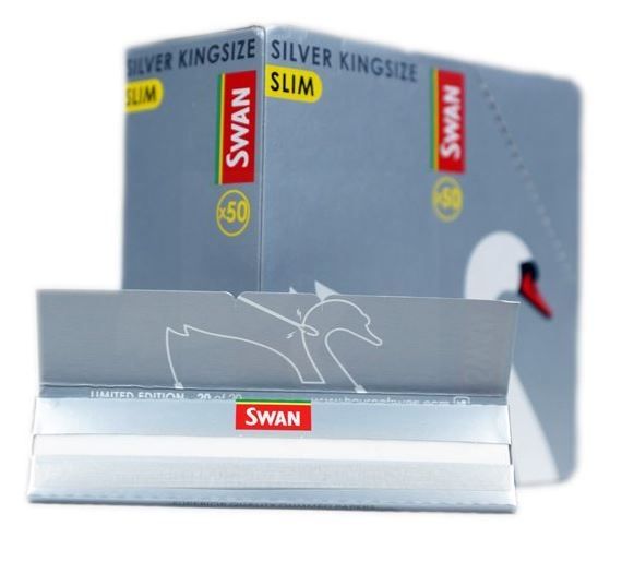 Swan Silver Kingsize Slim Cigarette Rolling Papers - Box Of 50 Booklets