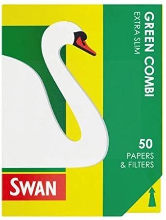 Swan Extra Slim Combi Paper & Filters - Green - Pack of 50 x 2 