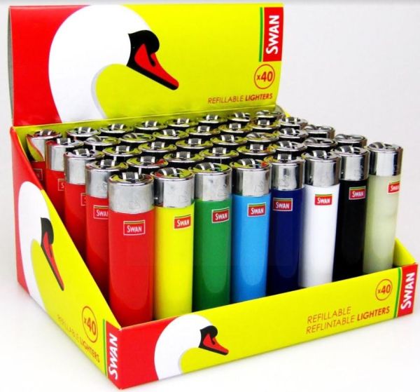 Swan Refillable/Reflintable Lighters - Assorted Colours