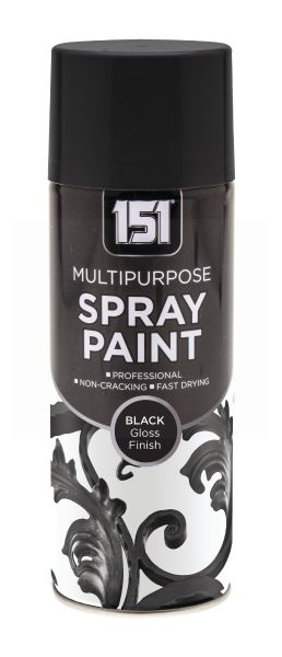 151 Multipurpose Spray Paint with Gloss Finish - Black - 400ml