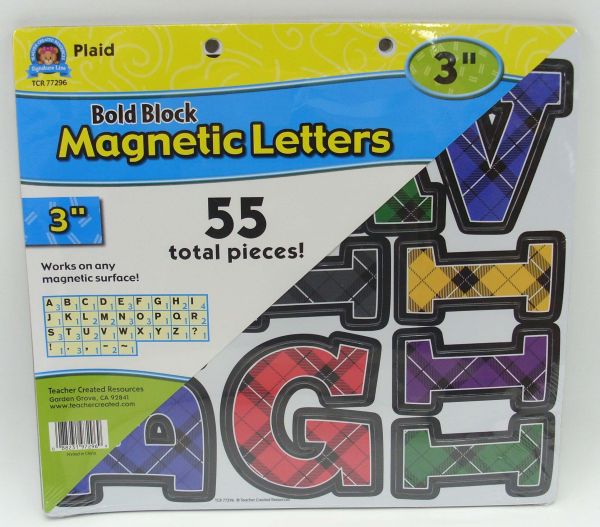PLAID 3IN BOLD BLOCK MAGNETIC LETTERS 55PCS