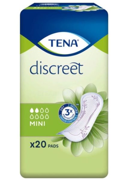 Tena Discreet Perfume Free Mini Sanitary Pads - Pack of 20