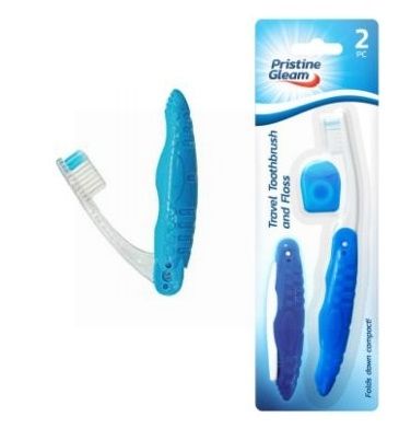 Pristine Gleam 2 Piece Travel Toothbrush & Floss