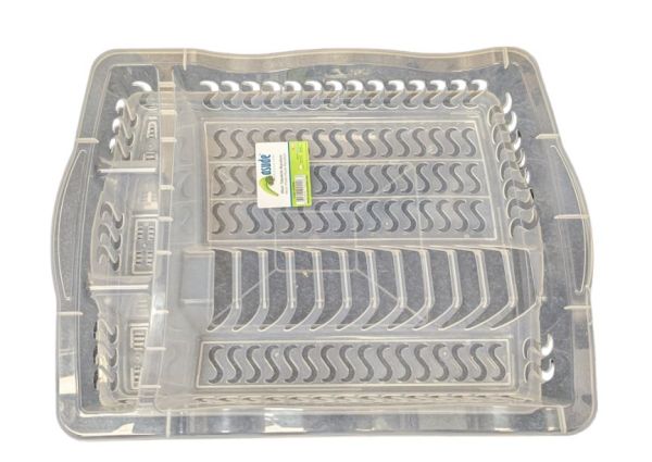 Asude Dish Drainer Rack with Plate - Transparent - 50 x 38cm 
