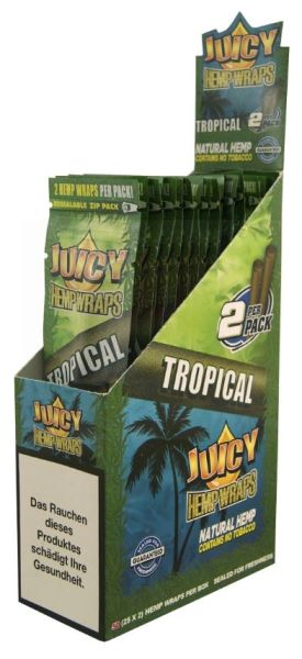 Juicy Hemp Wraps - Tropical - Pack Of 50 (25 X 2)