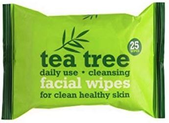 Xpel Brand - Tea Tree And Peppermint Daily Use Facial Cleansing Wipes - Pack of 25 Wipes Per Pack