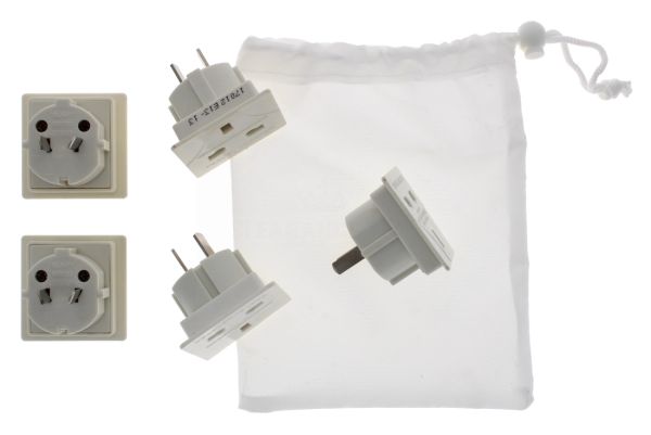 5 PACK TRAVEL ADAPTORS UK TO USA POUCH INCLUDED