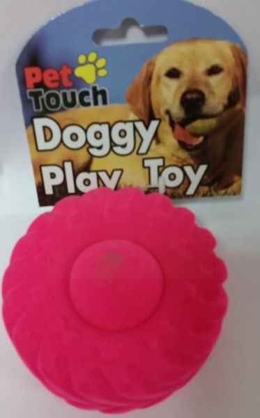 Flocked Squeaky Tyre Dog Toy - Assorted Colours 