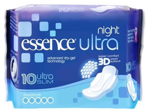Essence Ultra Night 3D Sanitary Pads/Towels - Pack Of 10 - 0% VAT