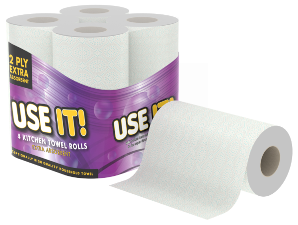 Use It Exceptionally High Quality Household Kitchen Towel Rolls - 2 Ply - Pack of 4