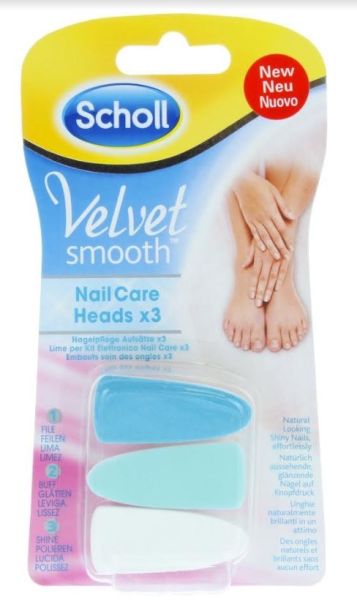 Scholl Velvet Smooth Nail Care Heads - Assorted Heads - Pack of 3