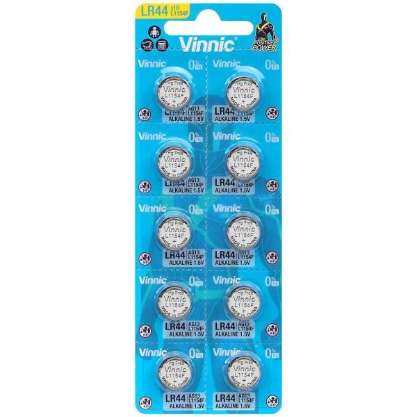 Vinnic LR44 AG13 Alkaline Batteries 1.5V - Pack of 10