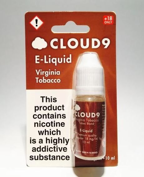 Cloud 9 Premium Quality E-Liquid - Virginia Tobacco - 18mg - 10ml 