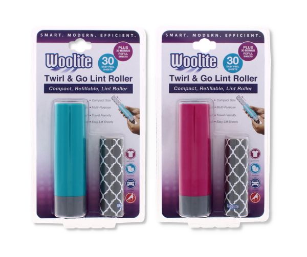 TWIRL & GO PORTABLE LINT ROLLER 30 SHEETS ASSORTED