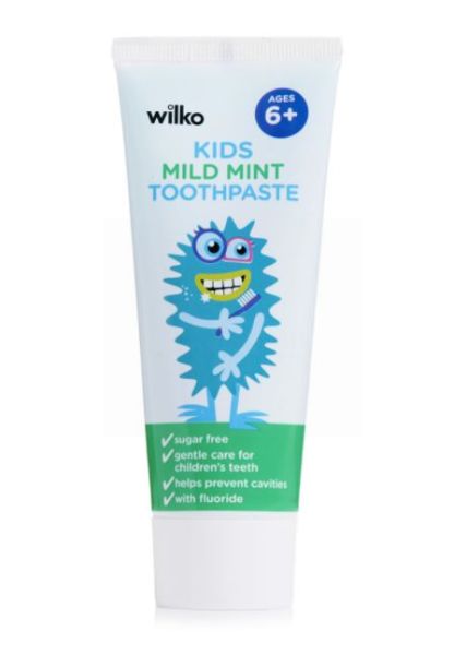 Wilko Kids Toothpaste for Kids Age 6+ Years - Mild Mint - 75ml 