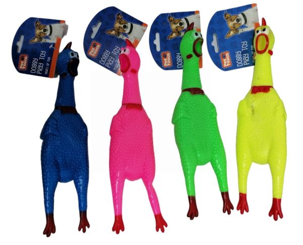 Pet Touch Clucking Chicken Doggy Play Toy - 31cm x 7cm - Assorted Colours