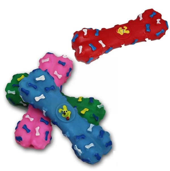 Squeaky Dog Play Bones - Assorted Colours - Pack Of 2