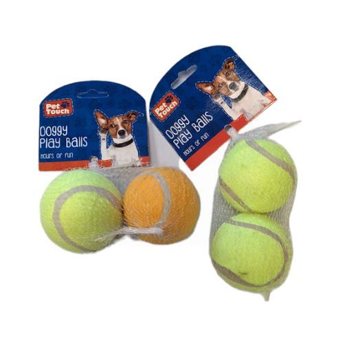 Pet Touch Doggy Play Balls  - Assorted Colours - 6cm - Pack of 2