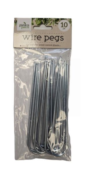 Garden Patch Metal Wire Pegs - Silver - 15 x 3cm - Pack of 10