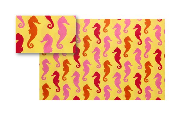 GIFT WRAP YELLOW COLOR WITH SEAHORSES
