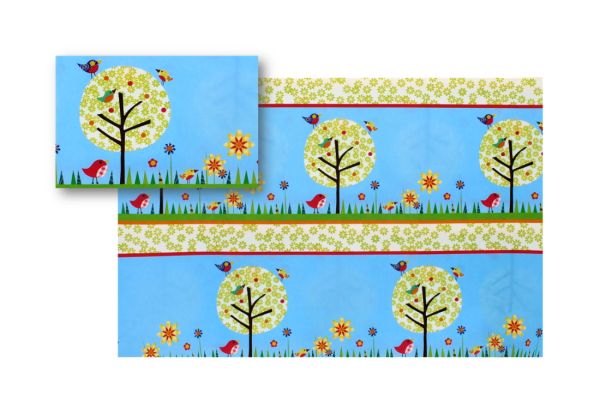 GIFT WRAP PAPER BLUE  SKY WITH BIRDS & TREE