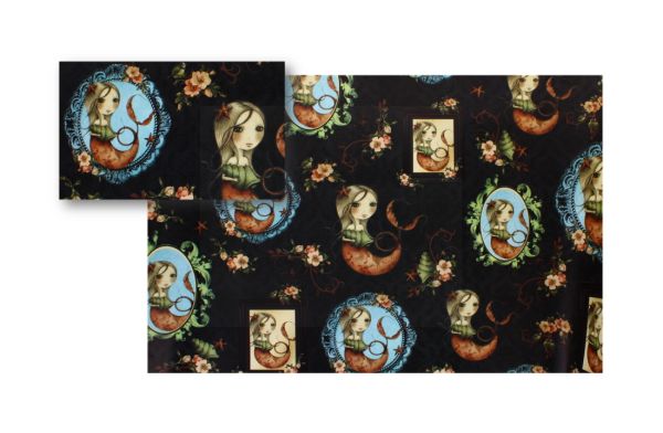 GIFT WRAP PAPER SANTORA VINTAGE MERMAID PRINT