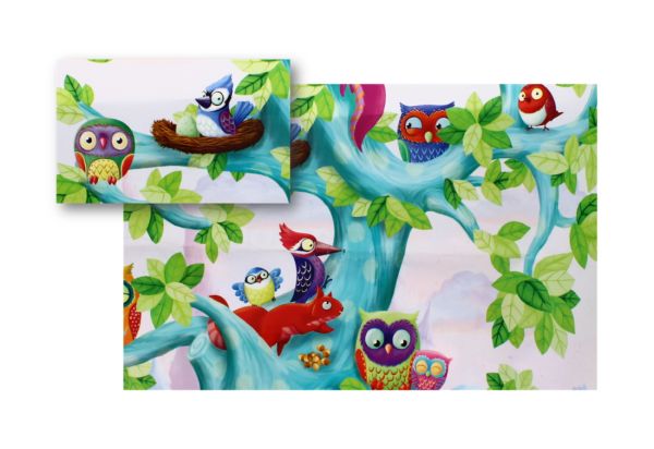 GIFT WRAP PAPER OWL, SQUIRREL & BIRDS PRINTED