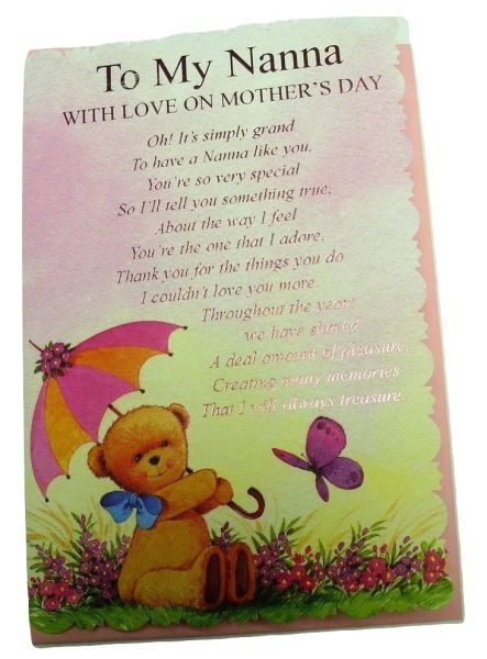 'MOTHER''S DAY CARDS TO MY NANNA'