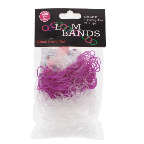 LOOM BANDS PACK CLEAR & COLOUR, 600 BANDS
