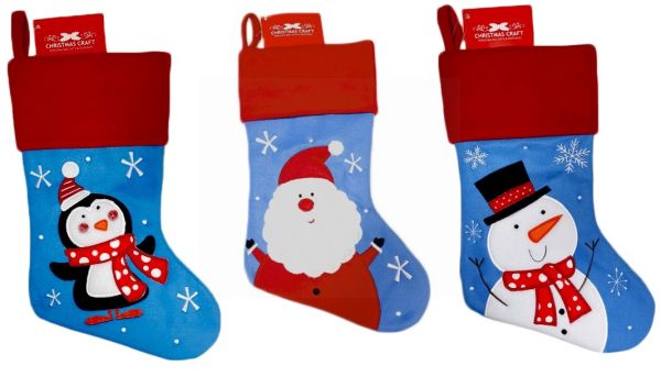 CHRISTMAS CRAFT STOCKING BLUE/RED