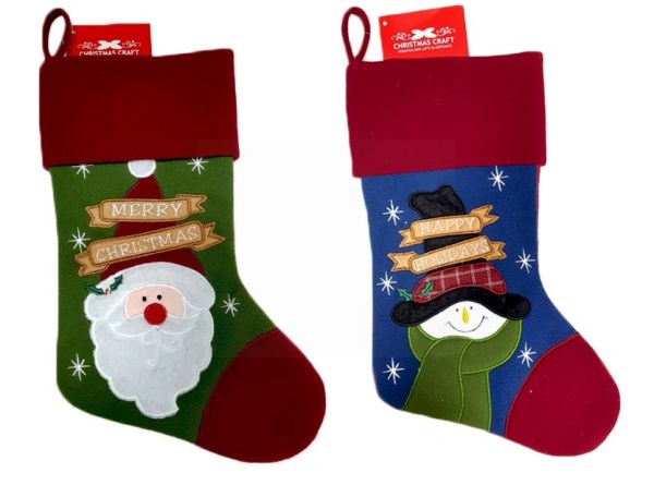 CHRISTMAS CRAFT STOCKING CLASSIC GREEN/RED