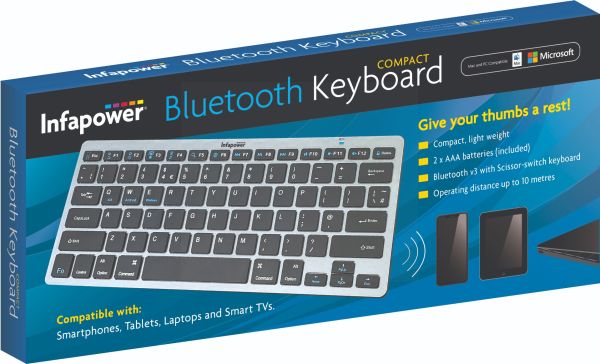 Infapower Compact Bluetooth Keyboard with 2 x AAA Batteries