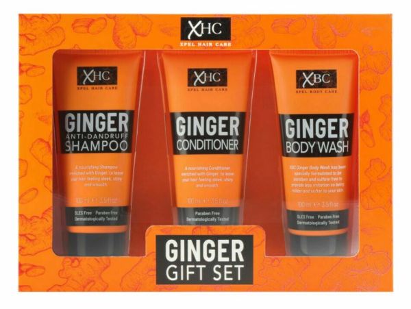 XHC Xpel Ginger Box Gift Set - Shampoo(100ml) + Conditioner(100ml) + Body Wash(100ml) - Paraben Free 