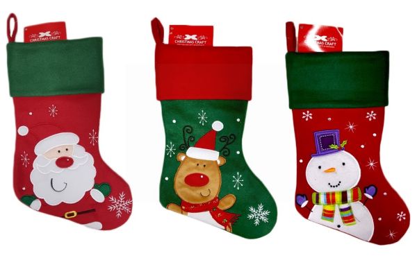 CHRISTMAS CRAFT STOCKING RED/GREEN 3 PACK