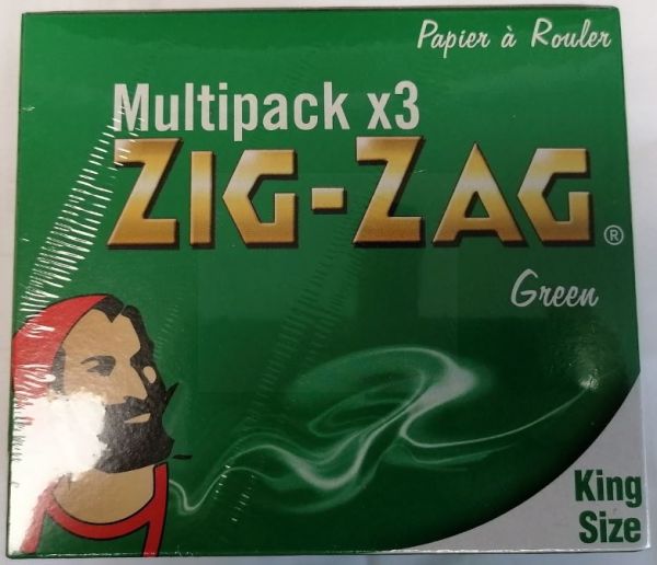 Zig Zag Finest Quality Rolling Papers - King Size - Green - Multipack X 3 - Pack of 12