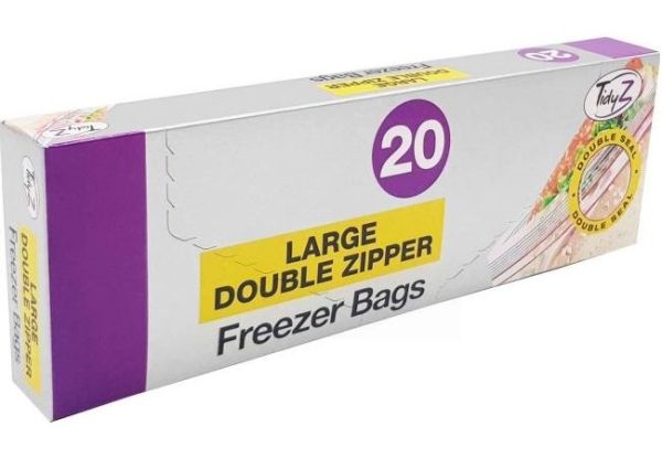 Large Double Zipper Freezer Bags - 25 x 25cm - Pack Of 20 