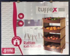 Wholesale Tuffex Rattan 4 Tier Kitchen Cart/Vegetable Rack - 45.5  