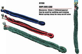 DOG LEAD WITH METAL SPRING CLASP- ASSORTED -10MM X 1200MM 