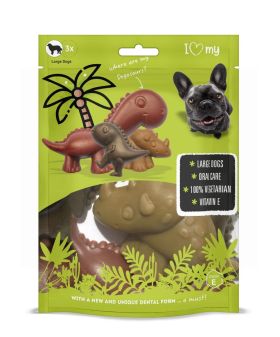 I Love My Pet - Large Dinosaur Dog Treats for Large Dogs - with Vitamin E - 150G - Pack of 3